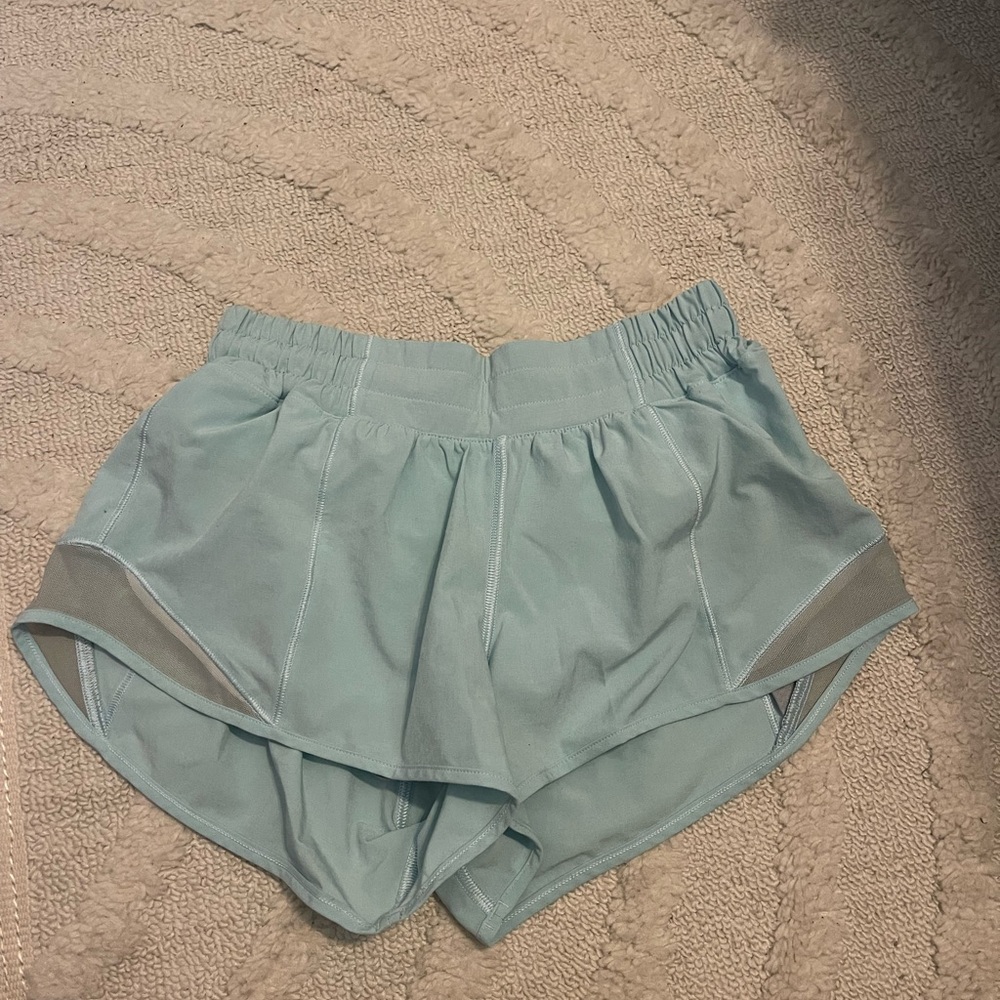 Size 4 Lululemon ice blue hotty hot shorts